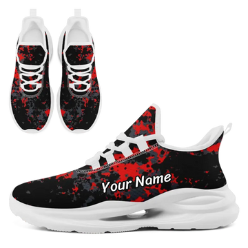 Street Goth Red & Black Digital Camo Athletic Sneakers, Dark Urban Style Trainers FN079-25018049