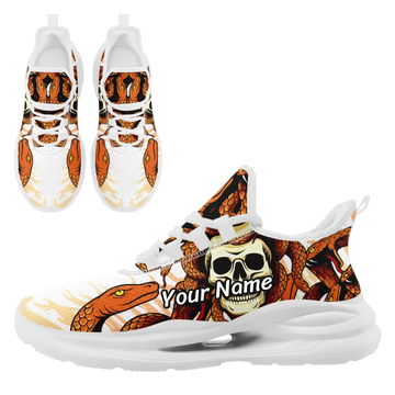 Gothic Viper Skull Athletic Sneakers, Coiling Snake & Skull Print Streetwear Trainers FN079-25023195