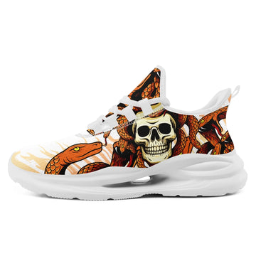 Gothic Viper Skull Athletic Sneakers, Coiling Snake & Skull Print Streetwear Trainers FN079-25023195