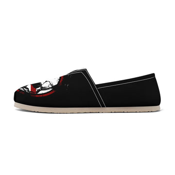 Gothic Skull Red Stripe Slip-On Loafers, Dark Macabre Casual Canvas Shoes FN053-25025151
