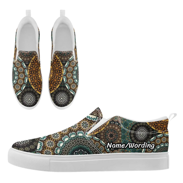 Intricate Pattern Slip-On Canvas Shoes, Bohemian Inspired Casual Loafers FN071-25021060