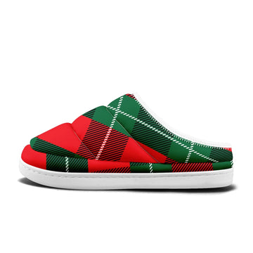 Classic Plaid Padded Slippers, Cozy Quilted Pattern House Shoes FN057-25028164