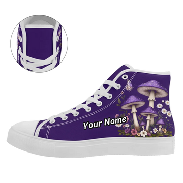 Artistic Mushroom High-Top Sneaker Collection, Unique Botanical Graphic Shoes FN024-2500667