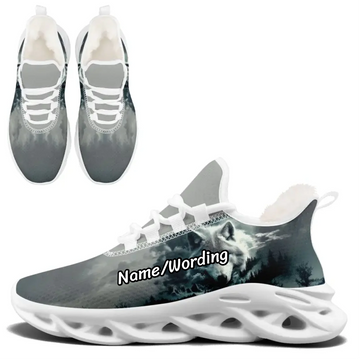 Mystical Wolf Spirit Athletic Sneakers, Misty Forest Graphic Trainers FN003A-25009076