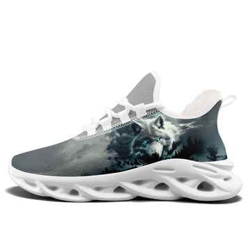 Mystical Wolf Spirit Athletic Sneakers, Misty Forest Graphic Trainers FN003A-25009076