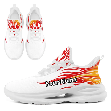 Fiery Flame Graphic Athletic Sneakers, Bold Fire Pattern Fashion Trainers FN079-25027163
