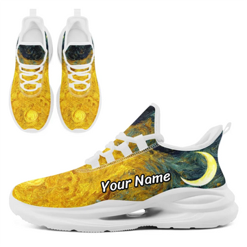 Artistic Night Sky Athletic Sneakers, Swirling Pattern Fashion Trainers FN079-25020207