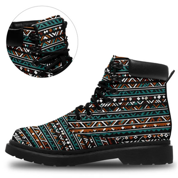 Personalized Bohemian Style Boots, Custom Boho Pattern Lace-Up Boots, Unisex Streetwear Style 1921-25009029