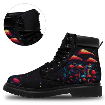Personalized  Dark Mushroom Boots, Custom Stylish Winter Boots,  Surreal Streetwear Style 1921-25009023
