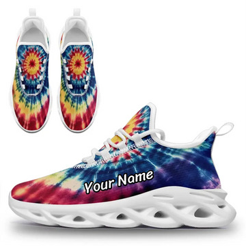 Vibrant Tie-Dye Athletic Sneakers, Colorful Hippie Style Festival Trainers FN003-25009081