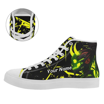 Gothic Glitch Print High-Top Trainers - Punk Techwear Style FN024-25023212