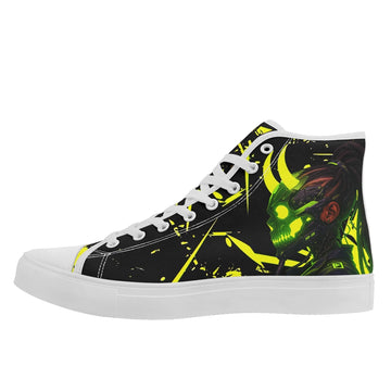 Gothic Glitch Print High-Top Trainers - Punk Techwear Style FN024-25023212