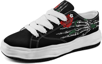 Gothic Skelton Hand Rose Fashion Sneakers for Women | Streetwear Trendy Comfort Walking Shoes
