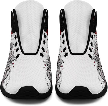 Gothic Witch Lady High-Top Fashion Sneakers, Lightweight Fabric Upper, EVA Sole, Round Toe, Lace-Up Breathable Fashion Shoes