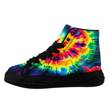FN039 Tie-Dye Melted Sole Platform High-Top Canvas Sneakers with Fat Laces - FN039-26007187-005-B