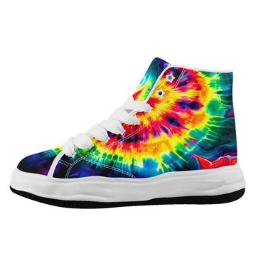 FN039 Tie-Dye Melted Sole Platform High-Top Canvas Sneakers with Fat Laces - FN039-26007187-005-W