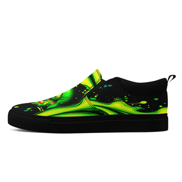 Neon Toxic Slime Slip-On Canvas Shoes – Skater Skull Casual Skate Sneakers - FN071-26007179-004-B