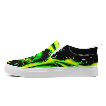 Neon Toxic Slime Slip-On Canvas Shoes – Skater Skull Casual Skate Sneakers - FN071-26007179-004-W